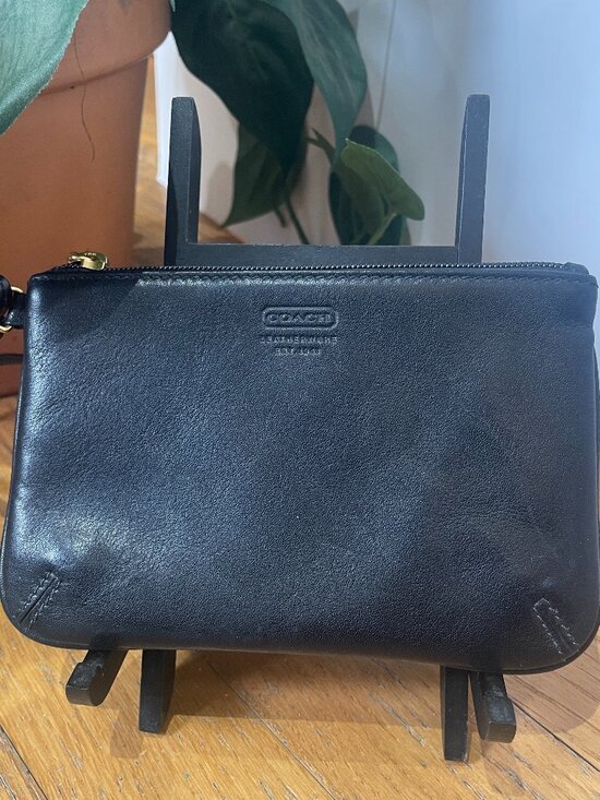 Coach Handbags - Vintage Coach Black Pebbled Leather Wristlet Wallet